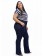 Calça Flare Plus Size Azul Jeans Alta Bolso Bordado