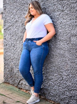 Calça Jogger Plus Size Azul Jeans