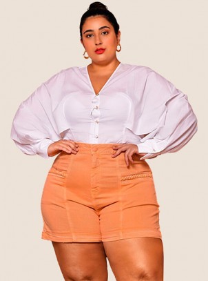 Shorts Feminino Plus Size Jeans Color