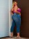 Calça Feminina Plus Size Cropped Azul Estonada