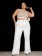 Calça Feminina Plus Size Wide Leg Off White