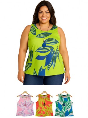 Regata Plus Size Estampa Floral Verão