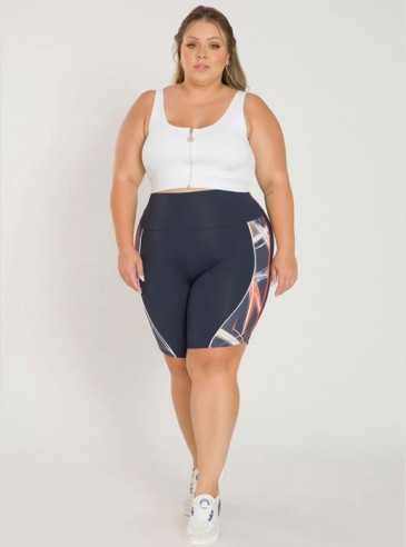 Bermuda Feminina Plus Size Fitness Recortes