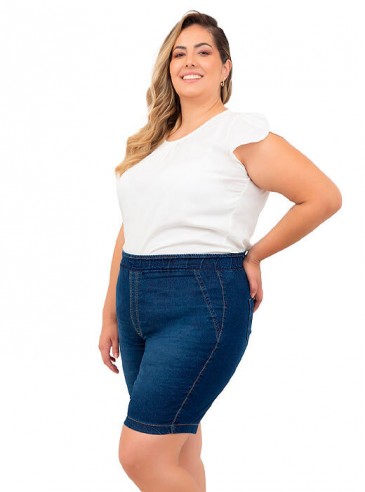 Bermuda Jeans Plus Size Com Elastano