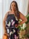 Vestido Plus Size Longo Floral Preto