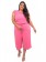 Calça Plus Size Pantacourt Cós Elástico Rosa Claro