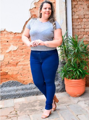 Calça Jegging Plus Size Azul Jeans