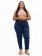 Calça Plus Size Jeans, Mom Alta, Azul Escuro, Com Bolsos